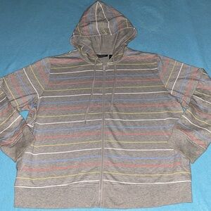 ASHLEY STEWART sweatshirt long sleeve zip up hoodie 2 pockets NEW size 14/16